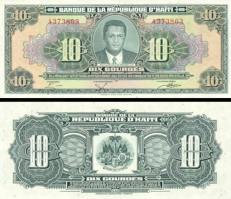 *10 Gourdes Haiti 1979 (1984-1985)﻿, P242a UNC - Kliknutím na obrázok zatvorte -